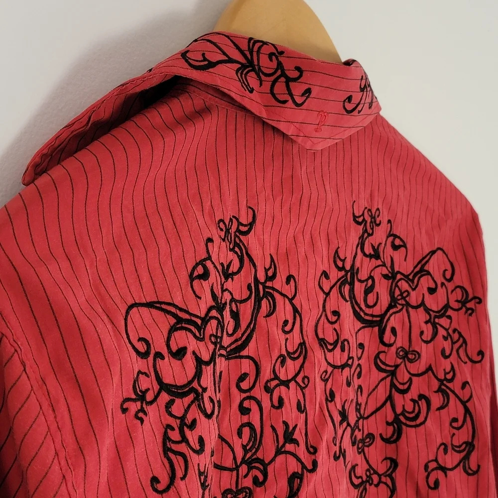 PatronCito Shirts Mens S Red  Pearl Snap Western Embroidered Charro Cowboy